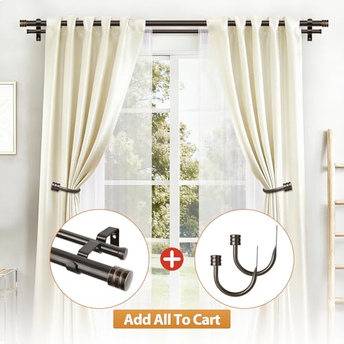 TONIAL Bronze Curtain Holdbacks with Classic Cap Finials (2 Pack) - Durable Wall-Mounted Hooks for Drapes