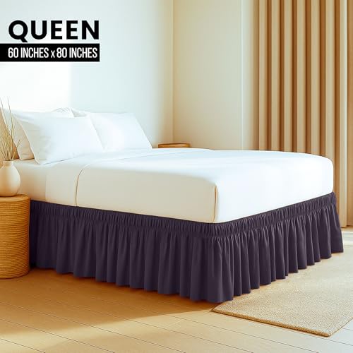 Utopia Bedding Wrap Around Queen Bed Skirt - 16 Inch Drop, Purple
