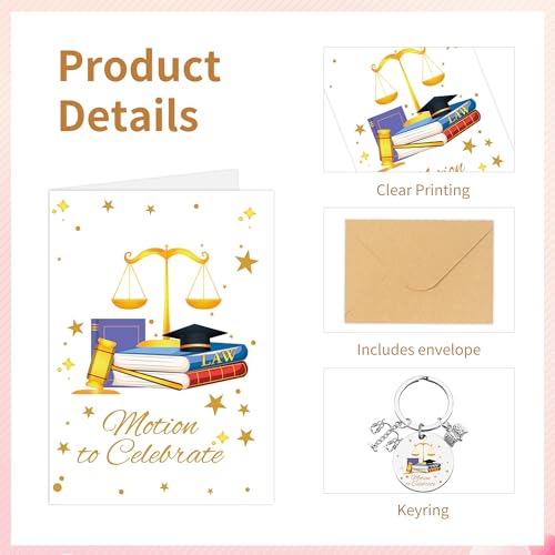 Law School Graduation Card Set with Keychain Charm - Gift for Graduates