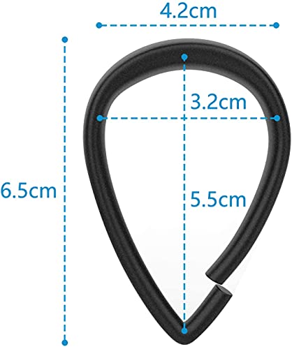Qulable 12-Piece Plastic Shower Curtain Rings - Smooth Glide Drop-Shape Hooks