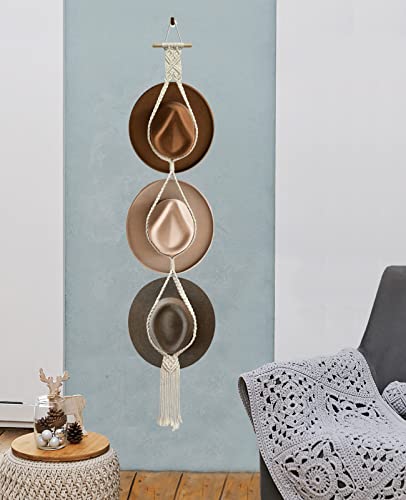 Bohemian Hat Rack for Wall - Hand-Woven Cotton Organizer