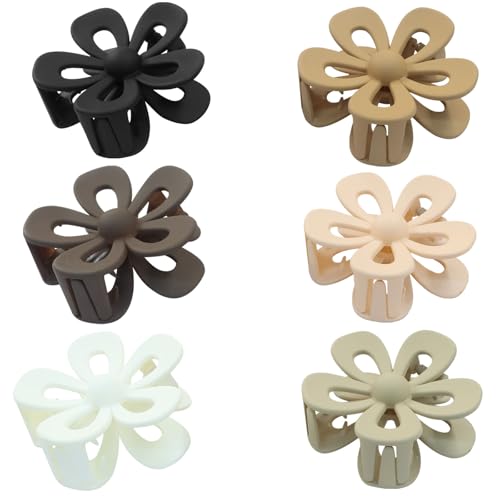 Large Flower Claw Clips 6 Pack Matte Hair Clips for Thick Hair