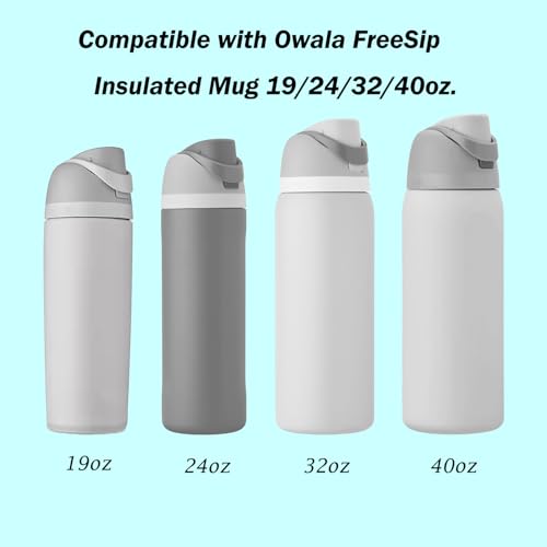 4pcs Replacement Stopper for Owala FreeSip 24oz 32oz, Silicone Water Bottle Lid Stopper Compatible with Owala 19/24/32/40oz Leak Proof Silicone Bottle Cap Gasket Parts Accessories (Black)