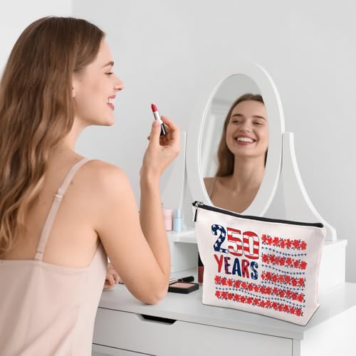 American 250th Anniversary Patriotic Canvas Makeup Bag & Travel Toiletry Pouch