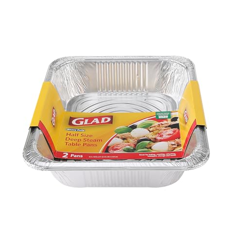 Glad Disposable Half Size Deep Aluminum Steam Pans, 2 Ct