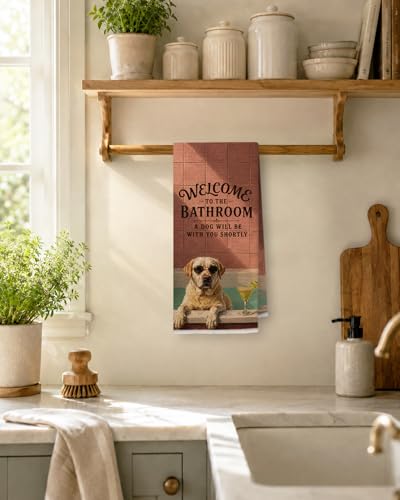 Labrador Funny Hand Towels - 16x24 Inch Rustic Dog Decor
