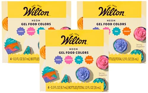 Wilton Neon Gel Food Coloring Set, 0.3 Fl Oz Bottles (Pack of 12)