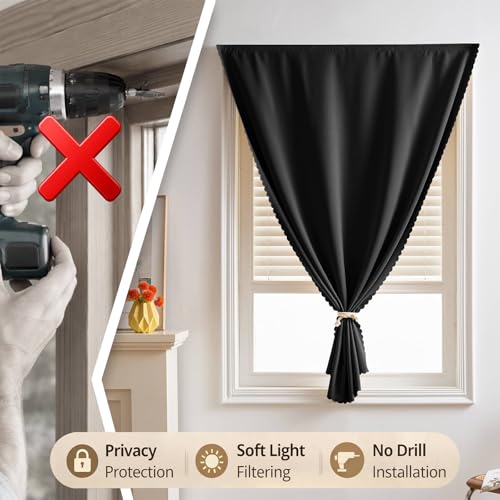 Self-Adhesive Blackout Curtain - Peel and Stick, 35" x 59", Black