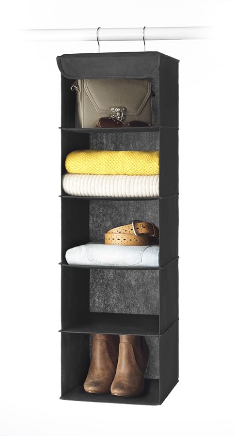 Whitmor 5-Tier Hanging Closet Organizer, Foldable Shelf Storage (6-Pack)