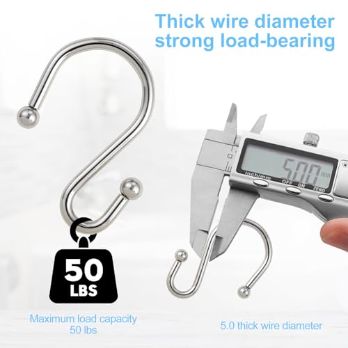 Rust-Proof Metal Shower Curtain Hooks Set - 12 Decorative S Rings (Chrome)