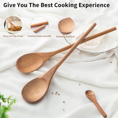 Natural Acacia Wooden Cooking Spoon - Heat Resistant & Ergonomic
