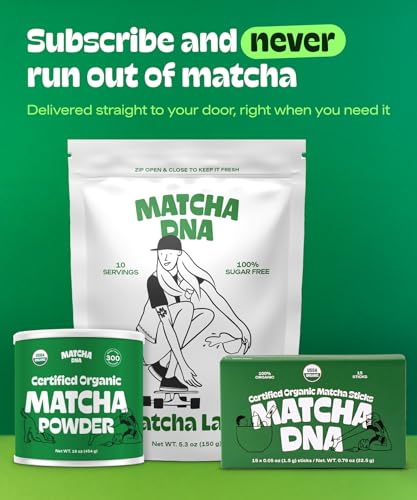 Matcha DNA Organic Matcha Green Tea Powder Sticks, 15 Count