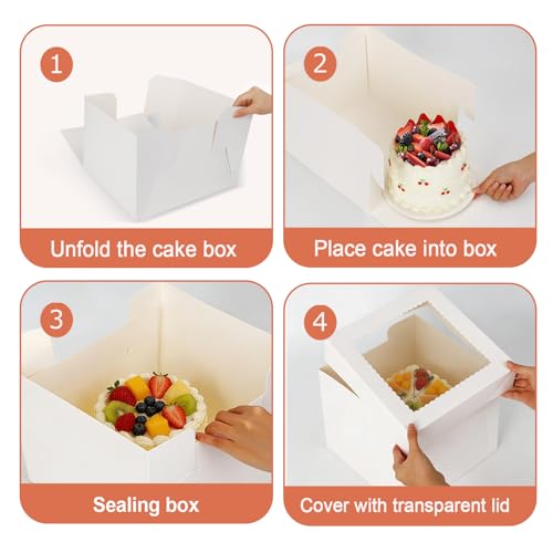 12x12x8 Inch Cake Boxes with Window - 2 Pack Cake Carrier