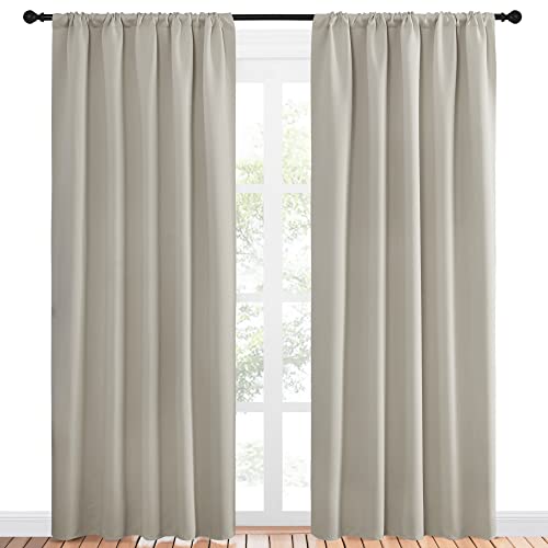 NICETOWN Natural Blackout Curtains - Room Darkening Drapes, 52" x 84" (Pack of 2)