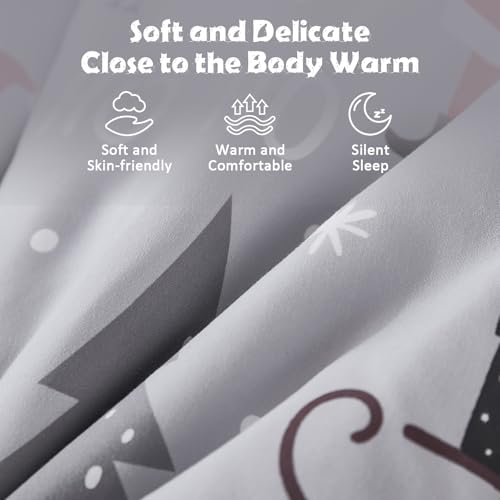 Christmas Grey Zip Up Bedding Comforter Set - Twin Kids Holiday Pattern
