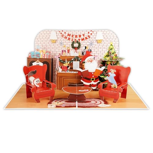 3D Pop-Up Christmas Card with Santa & Tree - Handmade Holiday Card