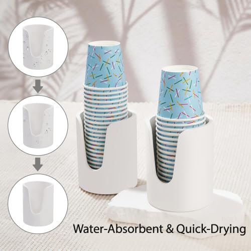 Diatomaceous Earth Bathroom Cup Dispenser - 3oz Holder for Counter