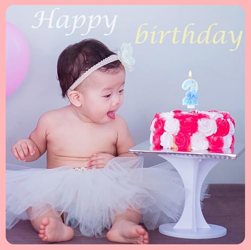 Number 2 Birthday Candle with Blue Bow - 3D Glitter Cake Topper