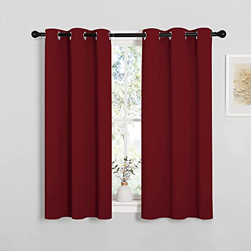 NICETOWN Burgundy Red Blackout Curtains 34 x 45 Inches - Pack of 2, Energy Efficient Room Darkening Drapes