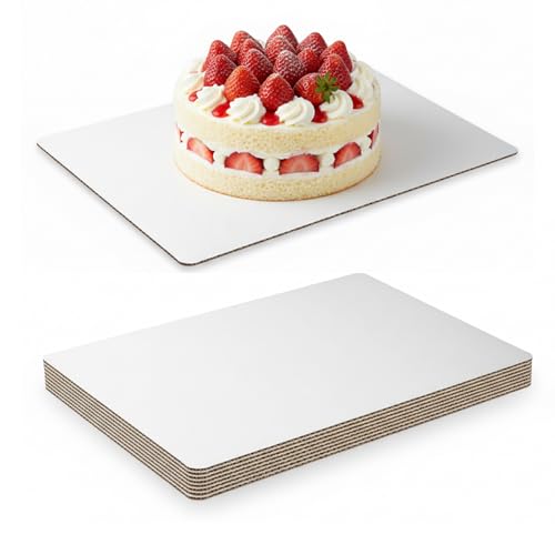 8 Pack Rectangle Cake Boards 13.75 x 9.75 in White Greaseproof Cardboard - Cake Support & Display