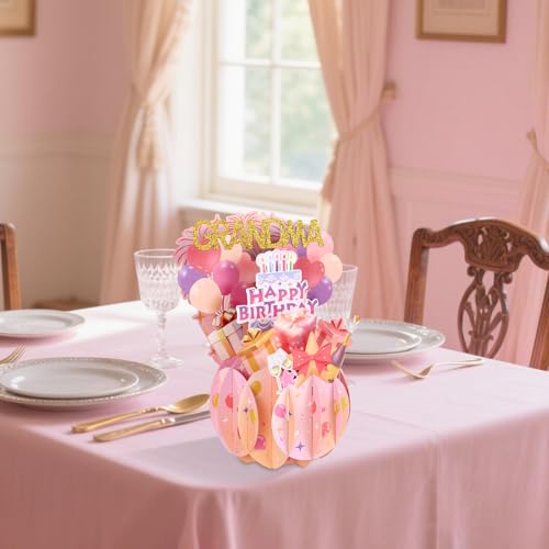 3D Happy Birthday Pop Up Card for Grandma with Envelope