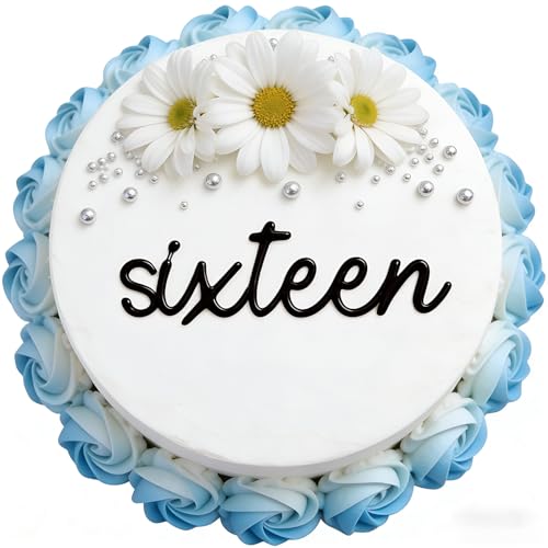 Elegant Acrylic 'Sixteen' Cake Topper for 16th Birthday & Anniversary