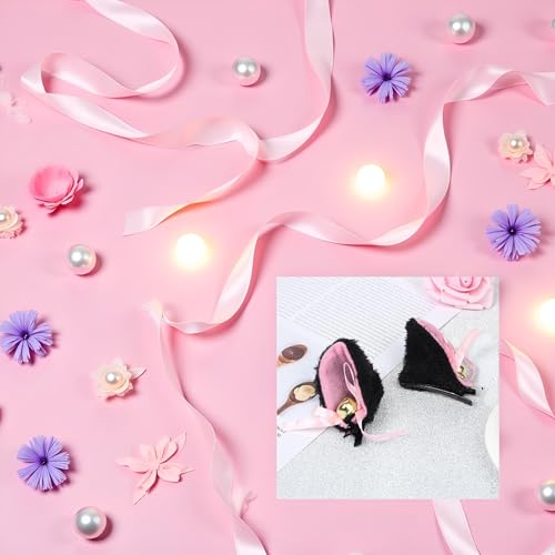 BWESOO Fluffy Cat Ears Headband with Bow and Bell Cosplay Hair Accessories