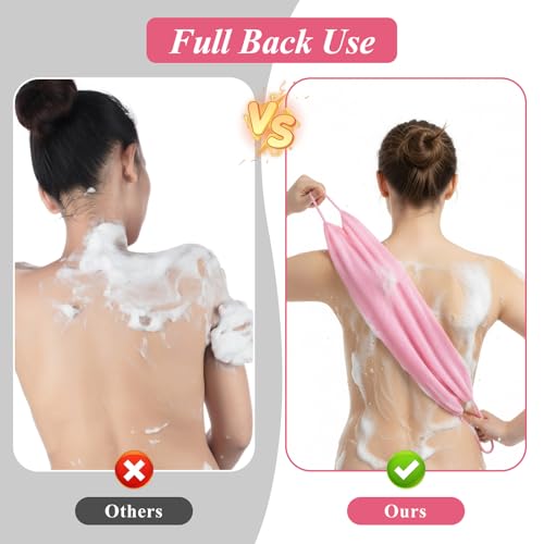 Yuomeaz 4 Pcs Exfoliating Back Scrubber & Nylon Shower Washcloth Set