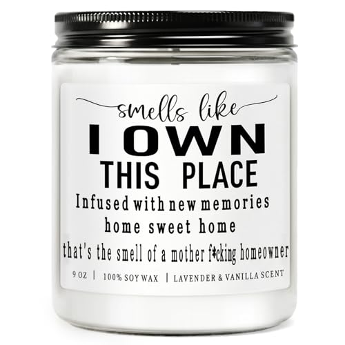Lavender & Vanilla Scented Candle - 9 oz Natural Soy Candle for New Home Gifts