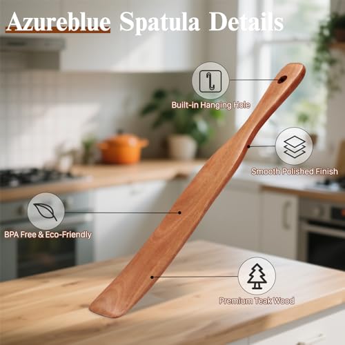 Azureblue 2Pcs Skinny Spurtle for Sourdough Starter - Wooden Baking Utensils