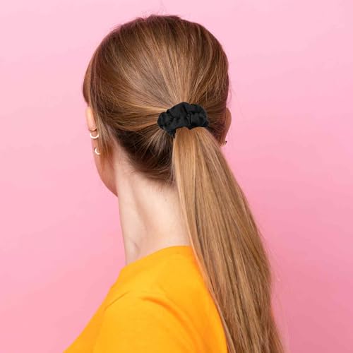 Tucnoeu Black Silk Hair Scrunchies 6pcs - Satin No-Damage Hair Ties