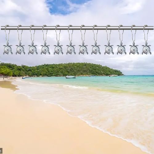 Sea Turtle Shower Curtain Hooks - 24-Piece Stainless Steel Set