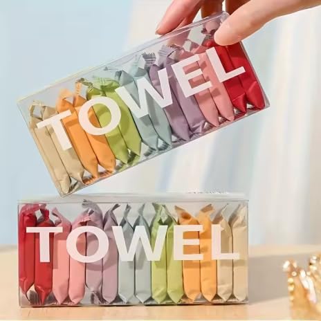Compressed Cotton Face Towels, Individually Wrapped Disposable Washcloths, 14 Count