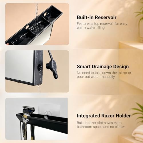Fogless Shower Mirror for Shaving - Anti-Fog Bathroom Mirror with Razor Holder