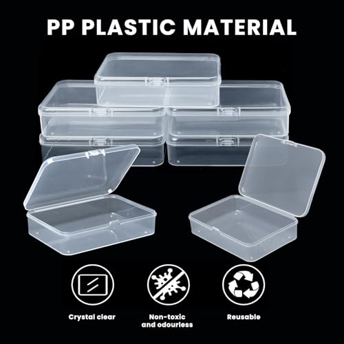 8 Pcs Mini Plastic Storage Containers with Lids - 4x3x1 Inch Clear Organizers for Crafts, Jewelry, and Small Items