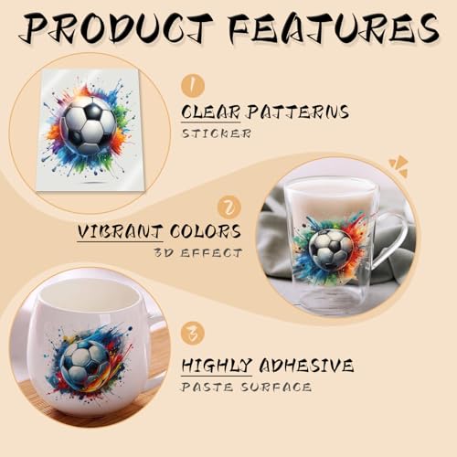 DORSBABY Football UV DTF Cup Wrap 24pcs for 16 oz Glass Tumblers