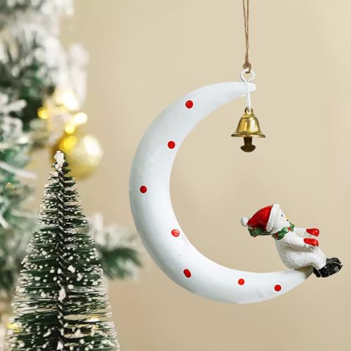 Ziyutam Christmas Moon Snowman Ornament with Bells - Festive Decor