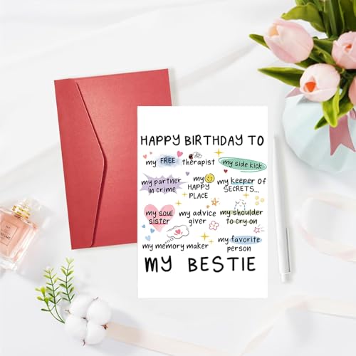 Funny Birthday Card for Best Friend & Sister - 8x5.3in