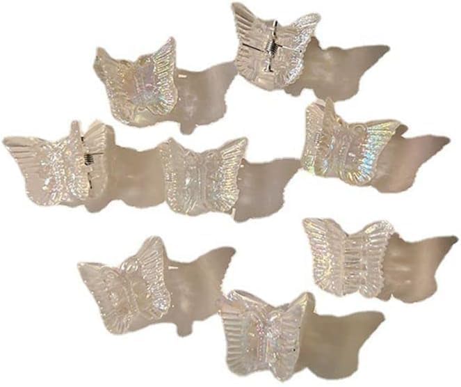 Dwuww Mini Butterfly Hair Claw Clips - White Transparent 10-Pack