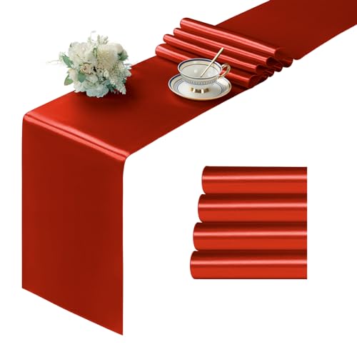 Manyshofu Rust Satin Table Runner 12x108 Inch 4 Pack