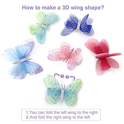 Honbay Colorful Chiffon Butterfly Hair Clips 6-Piece Organza Fairy Hairpins