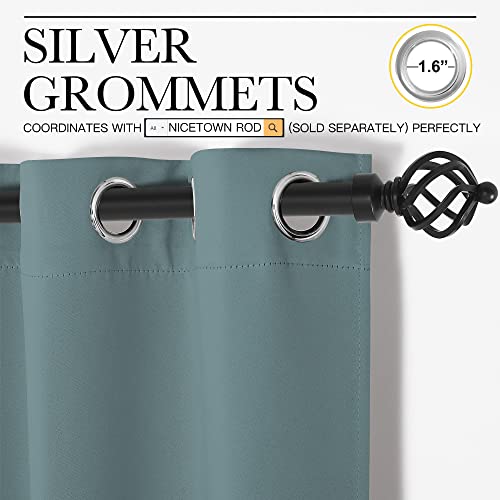 NICETOWN Blackout Room Divider Curtain, 120"W x 84"L, Greyish Blue