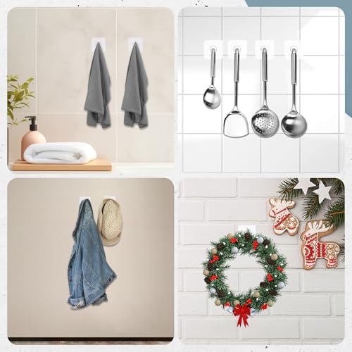 20 Pack Adhesive Wall Hooks - No Drill, Waterproof & Repositionable