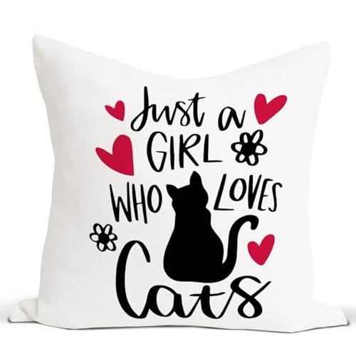 Just a Girl Who Loves Cats Flannel Throw Pillow Cover 18x18