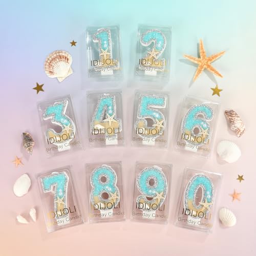 Blue Starfish Number 1 Birthday Cake Candle - Ocean Theme Decor