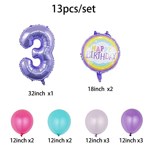 Purple 3rd Birthday Balloon Set - 32" Number 3 Foil & Latex
