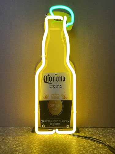 Coronas Extra Beer Bottle Neon Sign - Handmade 14-Inch Wall Light for Bar Man Cave Home Decor
