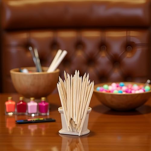 20Pcs Orange Wood Cuticle Pusher Sticks for Manicure and Nail Care