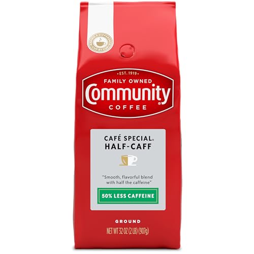 Community Coffee Half-Caff Medium Dark Roast Ground Coffee, 32oz