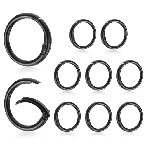 10pcs 1 Inch Trigger Spring O Rings, Round Carabiner Clips Snap Metal Spring O Rings Clip Keychain, Purse Shoulder Bag Chain Ring Clip Replacement for Keyrings Buckle, Bags,Purses